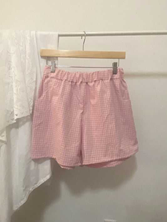 Small Upcycled Pink Gingham All Day Summer Shorts, 1-of-1